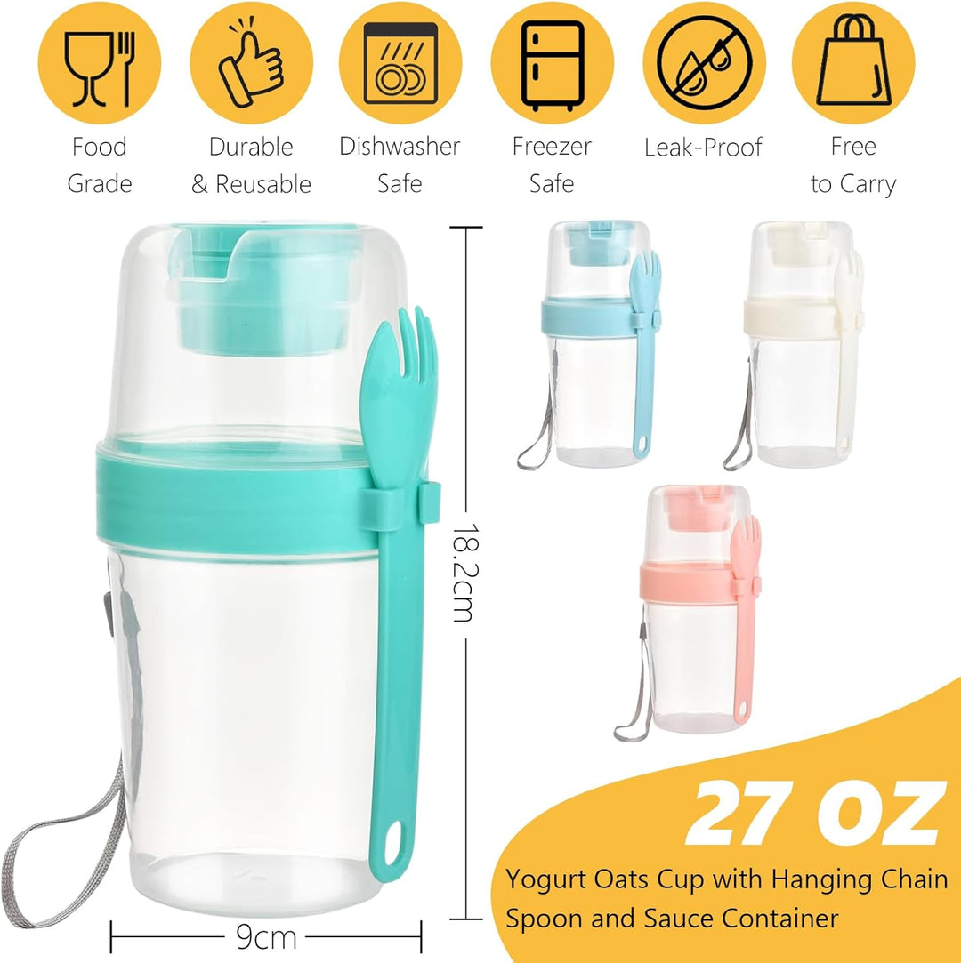 Müslibecher to Go, 4 Stück Jogurtbecher für Unterwegs mit löffel, Joghurt to Go Becher, Doppelschich