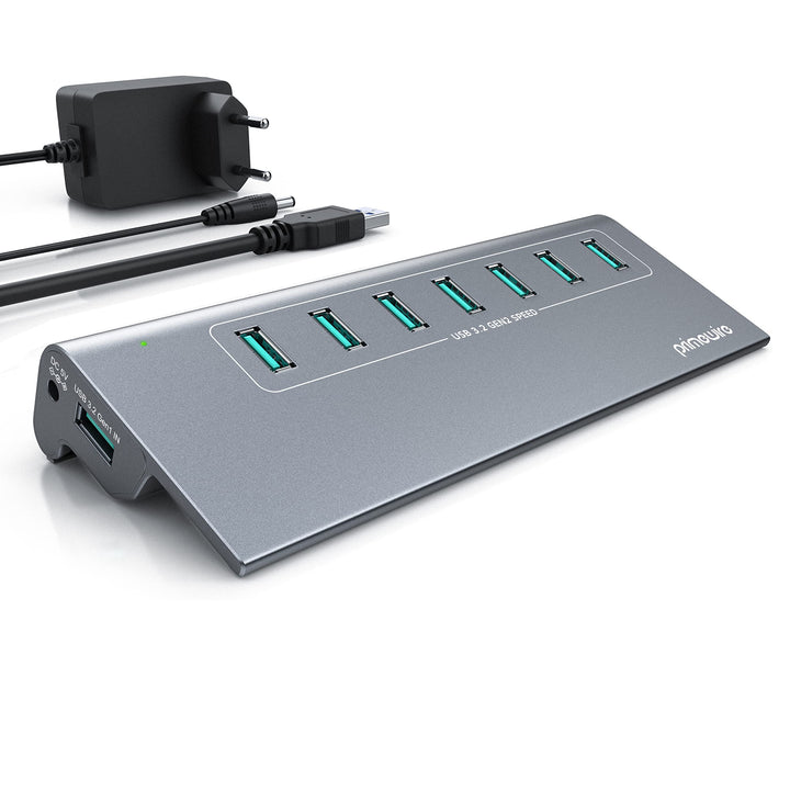 CSL - USB 3.2 Gen2 Hub - 7 Port Verteiler aktiv - 10 Gbit/s – Aktiver Betrieb – mit Netzteil – Metal