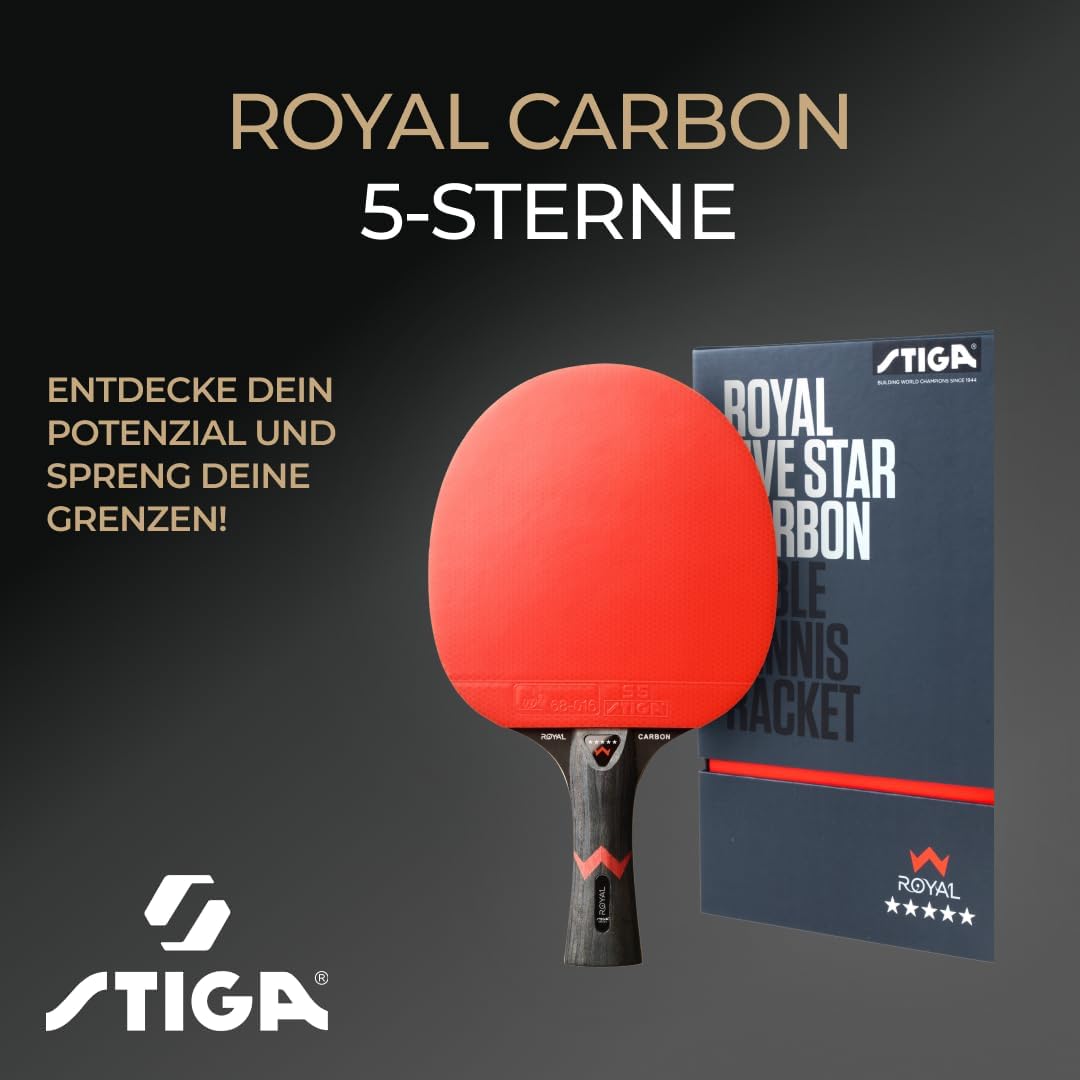 STIGA Royal 5 Sterne Tischtennis Schläger Pro Carbon,, Single