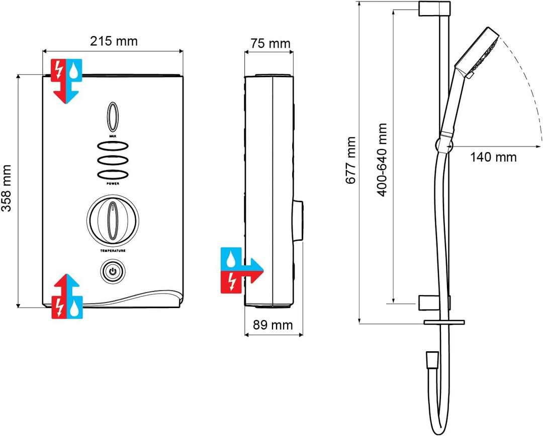 Mira Showers 1.1746.007 Sport Max Elektrodusche, 9 kW, 1.1746.008 10.8W 10.8 kW Weiss / Chrom, 10.8
