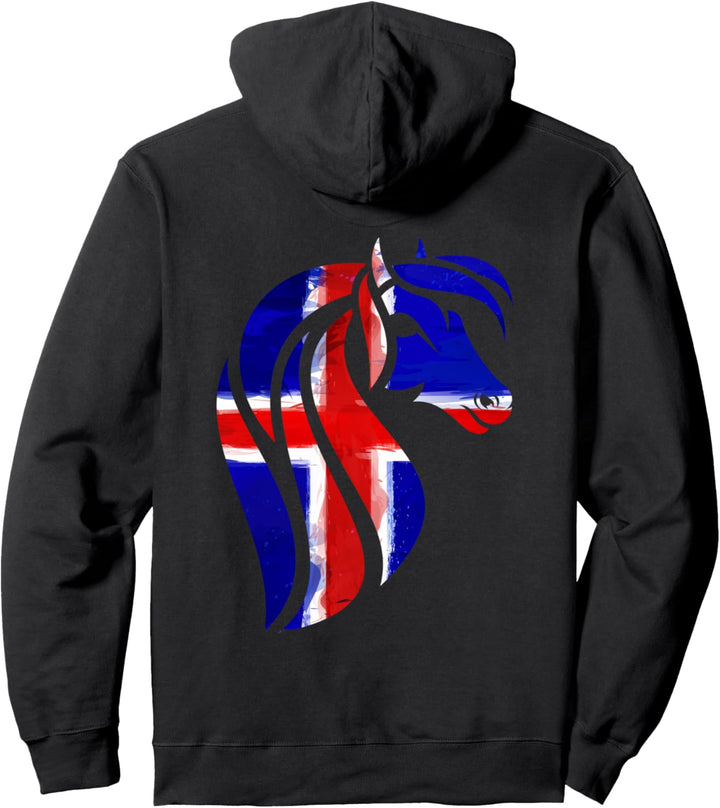 Islandpferd Isländer Island Pony Pferd Reiten Fahne Flagge Pullover Hoodie