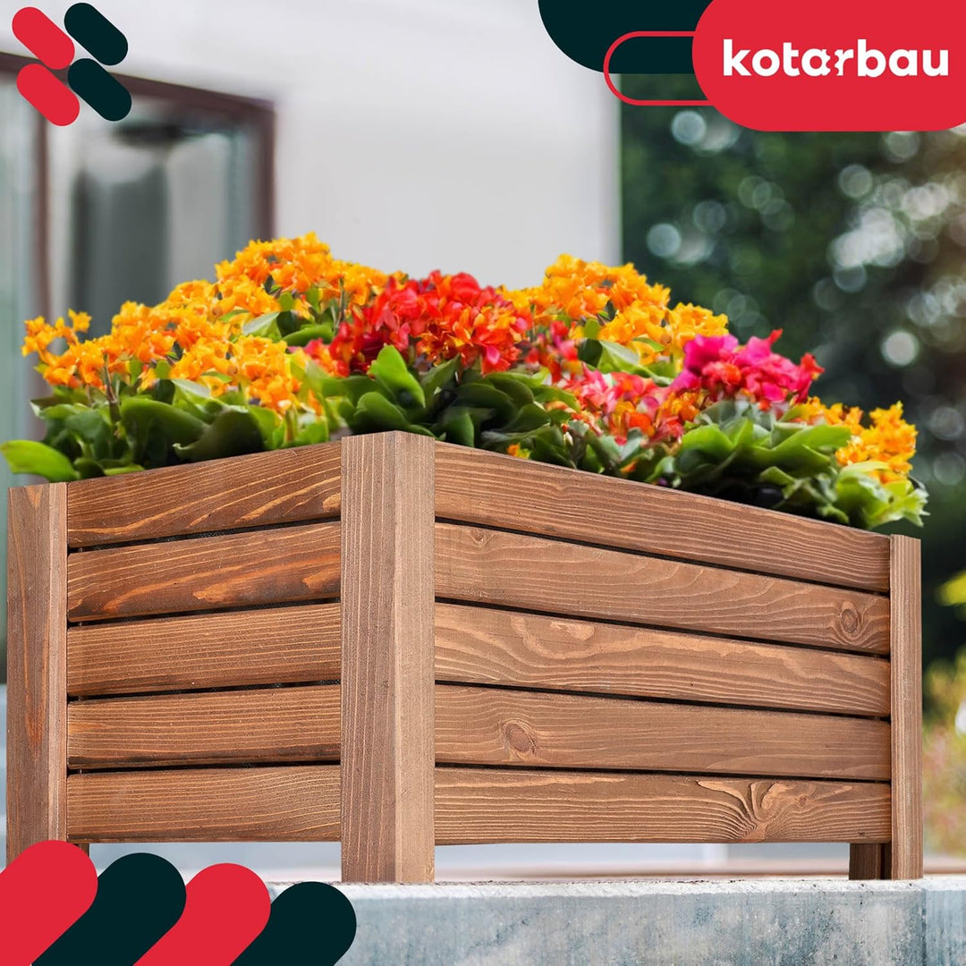 KOTARBAU® Blumenkasten - 60 x 33 x 25 cm - Pflanzkasten mit Vlies - Pflanzkübel gross aussen - Balko
