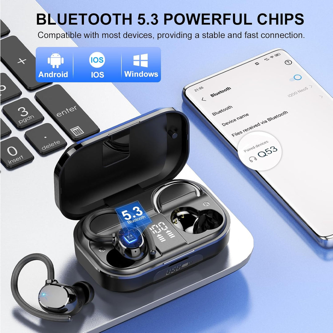 Bluetooth Kopfhörer Sport, Kopfhörer Kabellos Bluetooth 5.3 mit HD Mic, 120 Stunden Spielzeit Kopfhö
