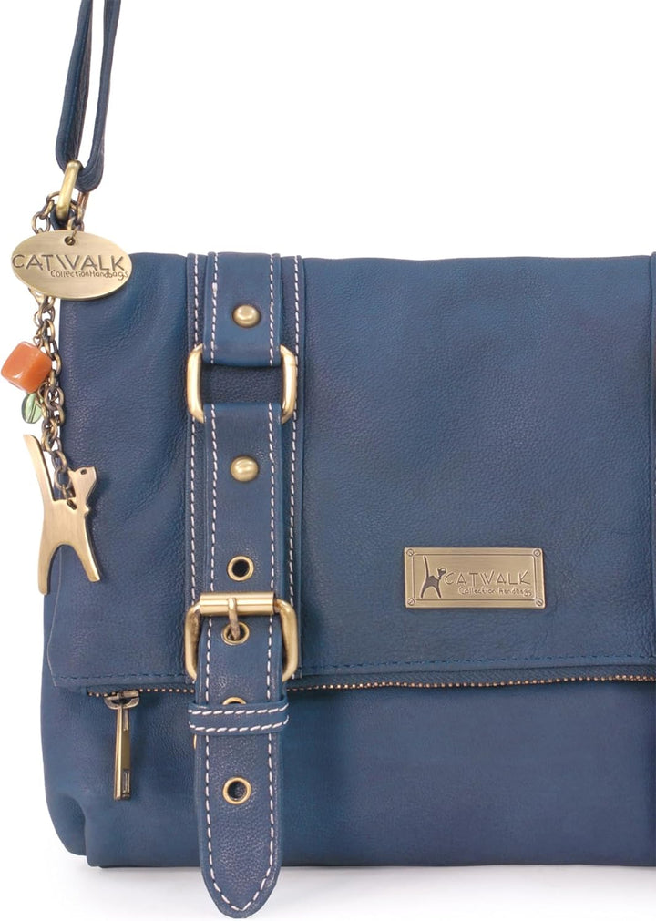 Catwalk Collection Handbags - Leder - Umhängetasche - ABBEY ROAD Dunkelgbleu, Dunkelgbleu