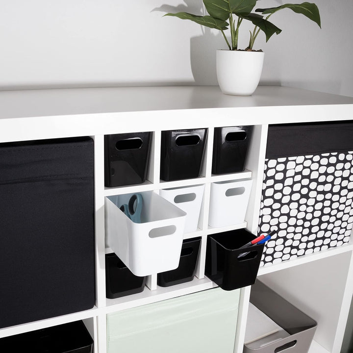 Hummelladen 3X Ordnungsbox - 10 cm hoch - schwarz - 30x10x10cm - 2 Liter - Ordnungskorb - Wandregal