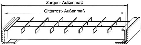 Fenau - 290 x 590 x 20 mm - Gitterrost, MW: 30/30 mm, verzinkt, Rost für Zarge: 300 x 600 x 23 mm, B
