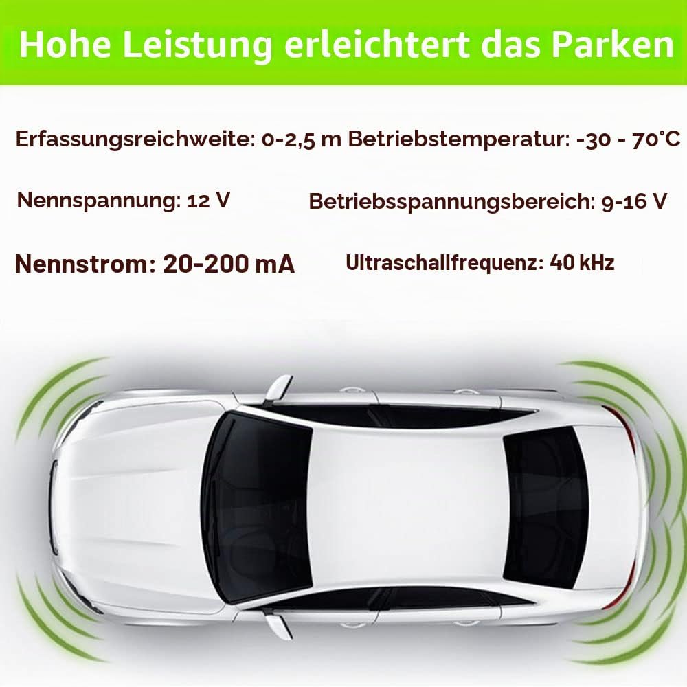 MOCNT Auto Einparkhilfe 8 Sensoren Rückfahrhilfe Kfz Rückfahrwarner Einparksystem Hinten Parksensore