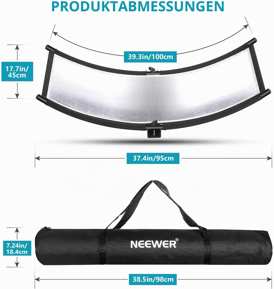 Neewer Diffusor, Reflektor mit Klappe, mit Tragetasche, 100 x 45 cm, für Fotografie, gebogen, für Fo