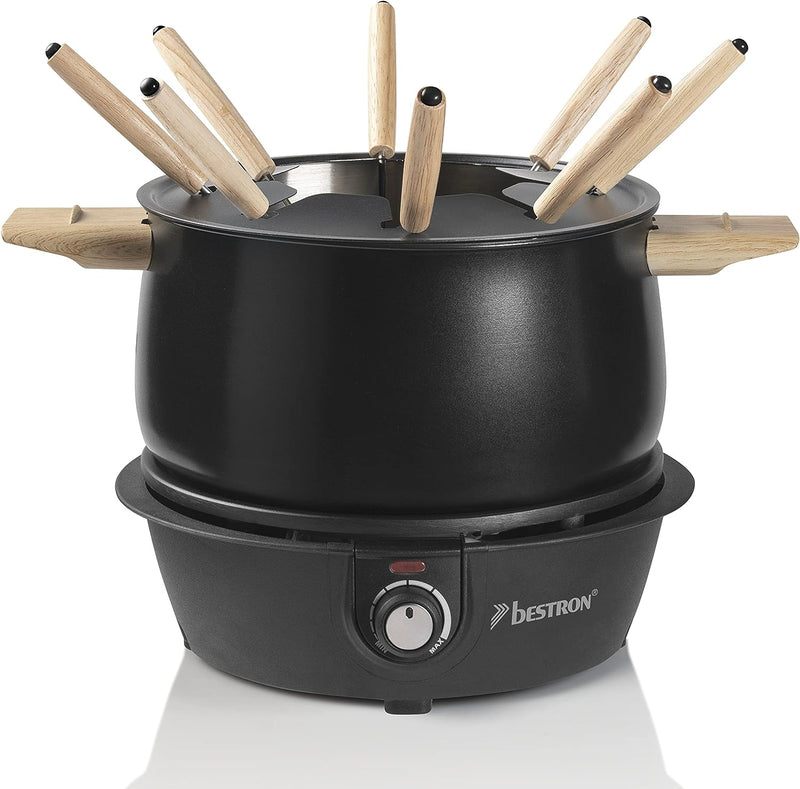 Bestron elektrisches Fondue Set für bis zu 8 Personen, mit 8x Fonduegabeln & stufenlosen Thermostat,