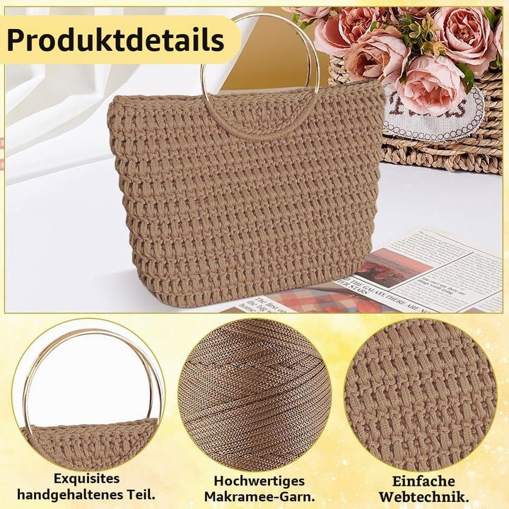 INFUNLY DIY Häkeltaschen Set Für Anfänger Hellkhaki Häkelset Für Tragetaschen Mit Video Tutorials Hä