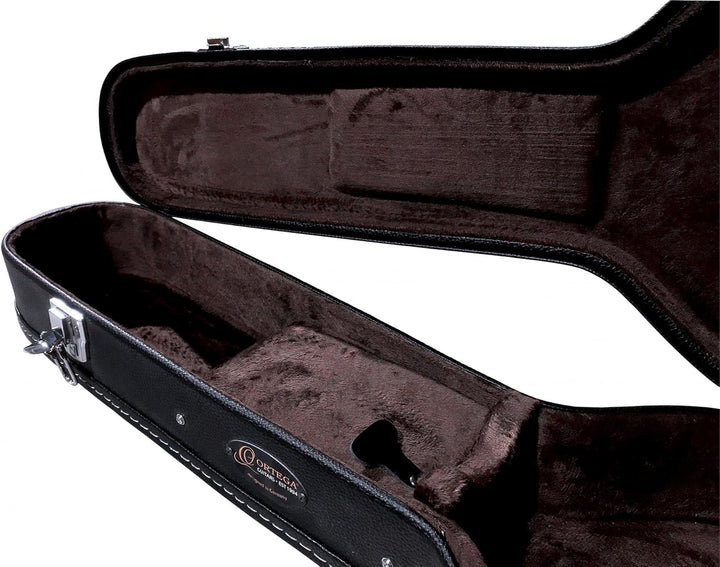Ortega Guitars Koffer für F-Style Mandoline - schwarz, flat top, Economy Series, chrom Hardware (OMC
