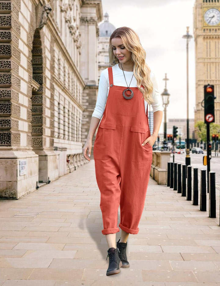 YESNO Damen Latzhose Sommer Oversize Trägerhose Beiläufig Loose Bib Pants Overall Baggy Jumpsuit Str