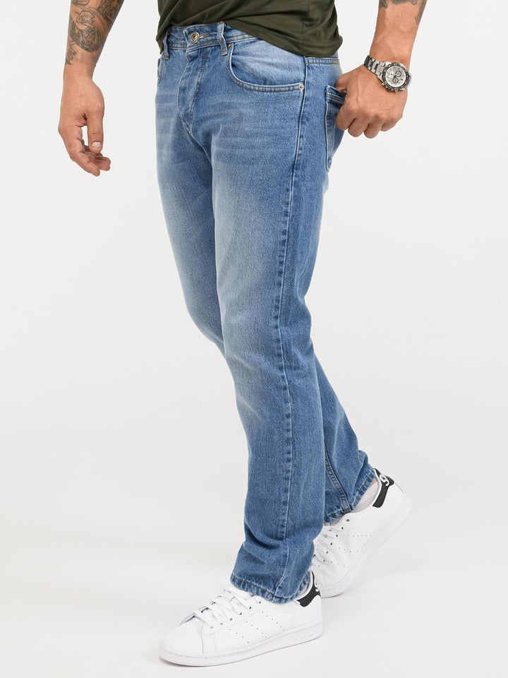 Rock Creek Herren Jeans Hose Denim Blau Straight-Cut Gerades Bein RC-2091 29W / 30L Hellblau - Rc-31