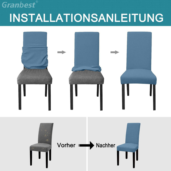 Granbest Premium Wasserdicht Esszimmerstuhl Abdeckungen Satz Von 6, Elastische Hohe Zurück Stuhlhuss