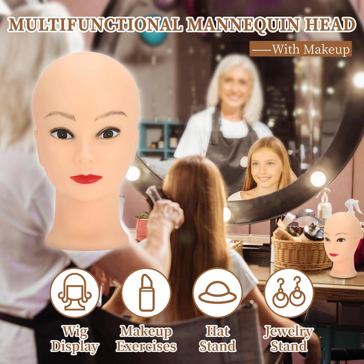 Schaufensterpuppenkopf, Puppenkopf, Silikon-Schaufensterpuppenkopf, Make-up-Training, Glatze, Schauf