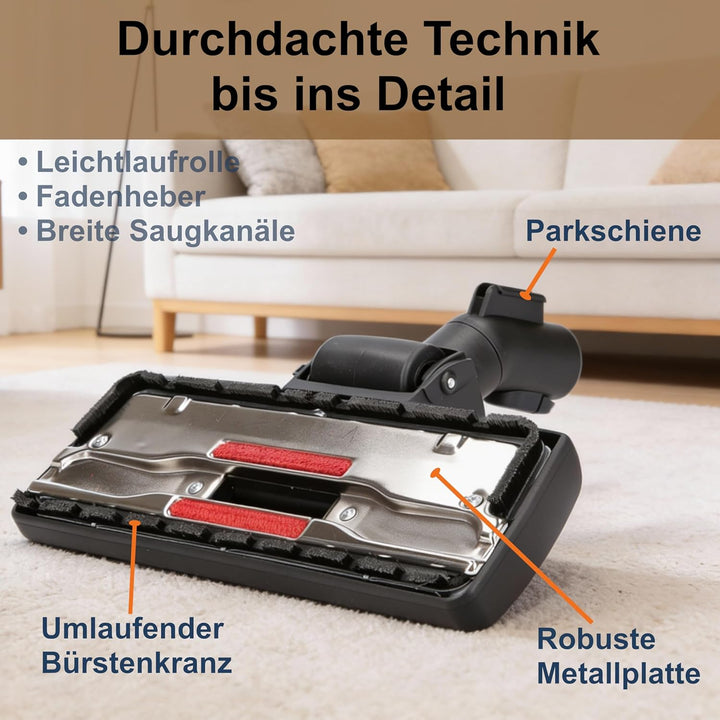 DeClean Bodendüse Bürste kompatibel mit Miele Staubsauger C1, C2, C3, Complete, Compact, Classic, S8