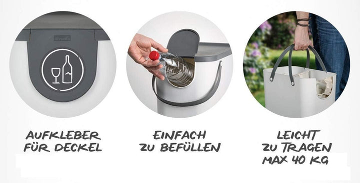 Rotho Albula 3er-Set Mülltrennungssystem 25l für die Küche, Kunststoff (PP) BPA-frei, anthrazit/blau