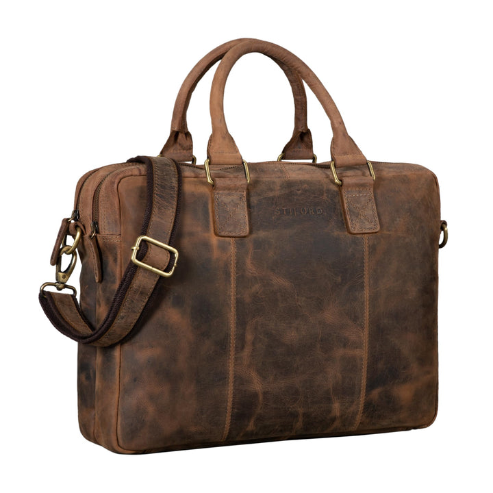 STILORD 'Zacharias' Vintage Businesstasche Leder Aktentasche gross XL 15,6 Zoll Laptoptasche Schulte