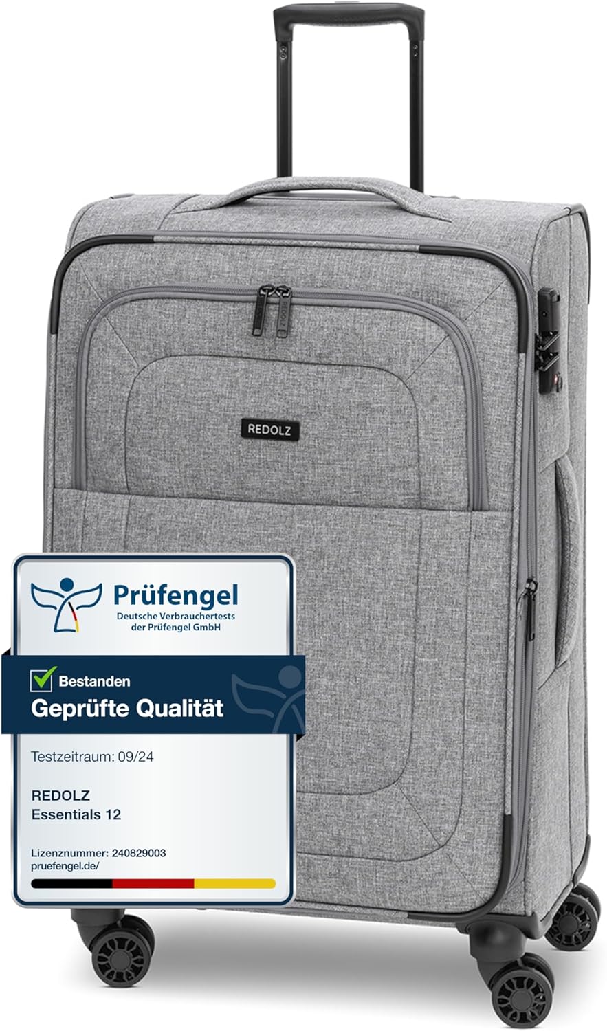REDOLZ MEDIUM Weichschalen Koffer für Männer & Frauen | Leichter Trolley 67 cm mit 4 Doppelrollen &