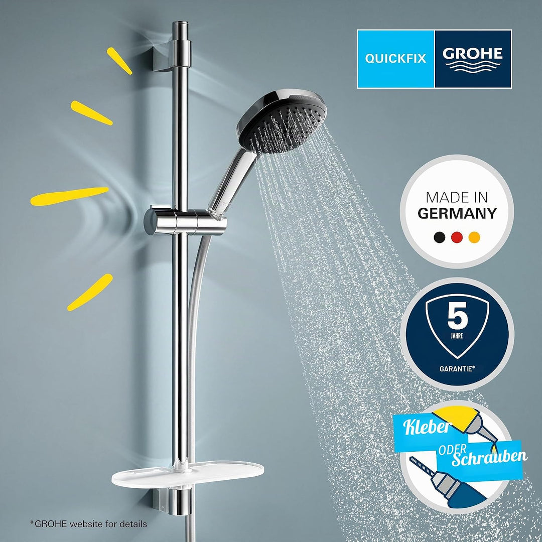 GROHE Vitalio 110, Duschset mit Ablage, 14l pro Min (Duschstangenset mit: Duschkopf 2 Strahlarten, 1