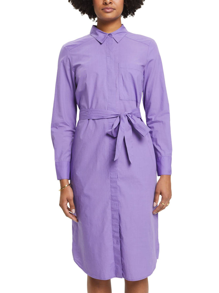 ESPRIT Hemdkleid aus Baumwolle mit Bindegürtel 32 Lila, 32 Lila
