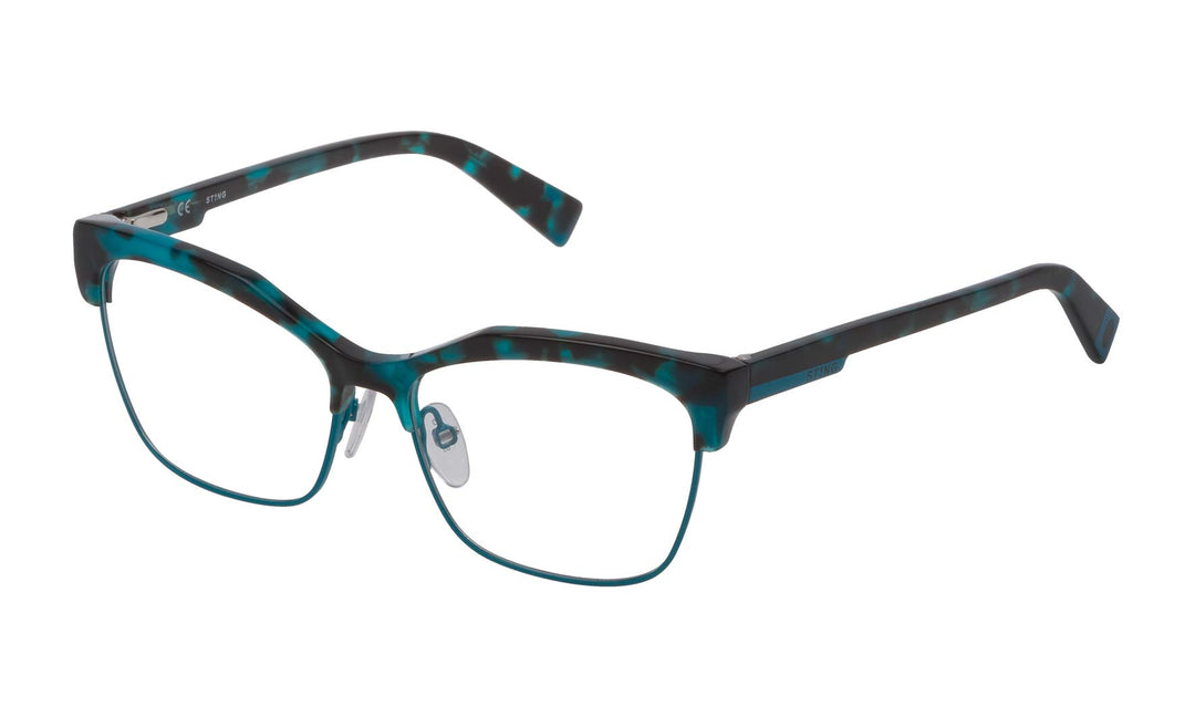 Sting Damen VST1845305AQ Sonnenbrille, Shiny Black/Turquoise Havana, 53/15/140