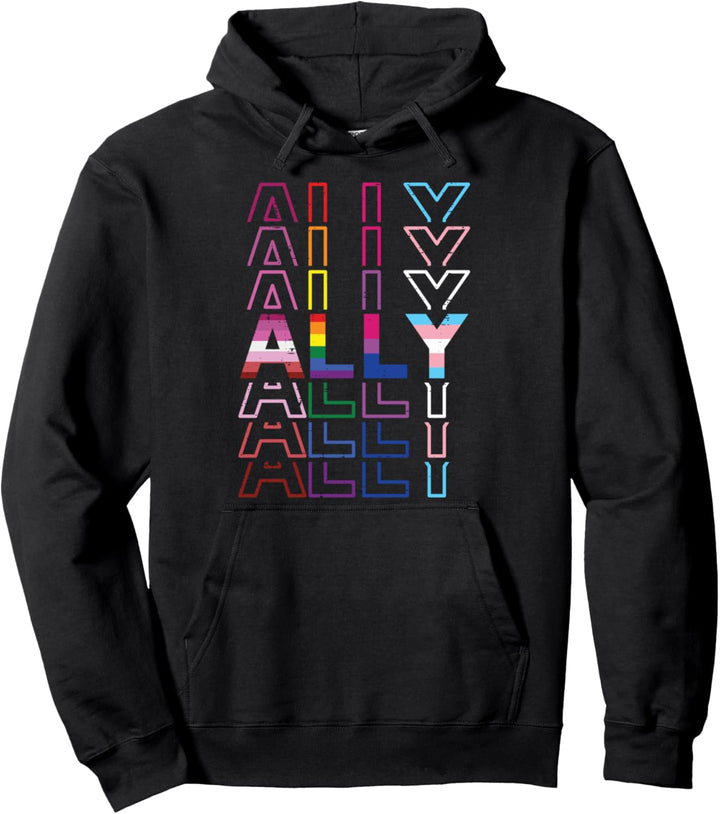 Ally LGBT Lesbian Gay Bisexual Bi Trans Transgender Pride Pullover Hoodie