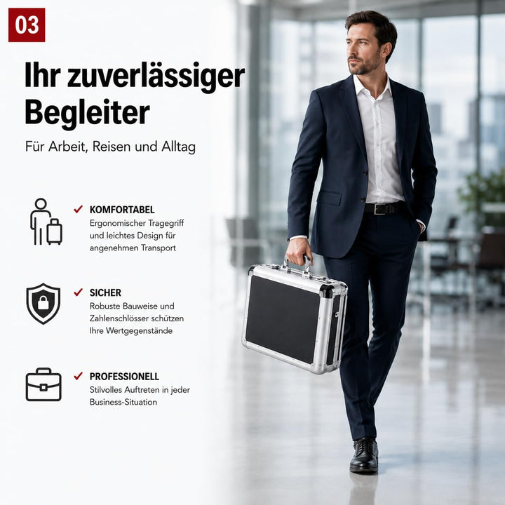 ALUMAXX 45140 Laptop-Attachékoffer C-1, Aktenkoffer aus Aluminium, Geschäftskoffer Carbon-Look, Alu-