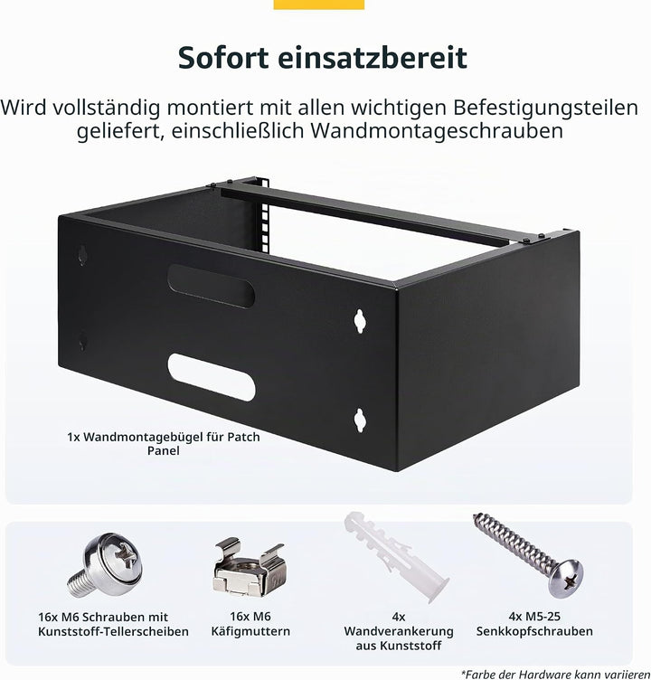 StarTech.com 4HE Wandmontage Rack - 19 Zoll Wandmontage-Netzwerk-Rack - 35cm tief (Low Profile) - Wa