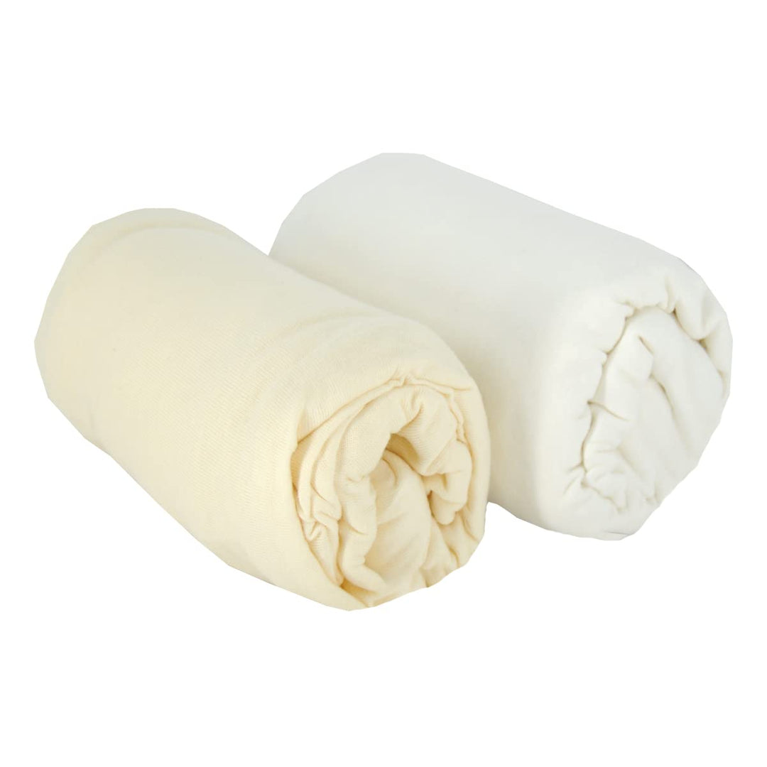 BabyCalin - 2er Set Spannbettlaken Weiss/Ecru 60x120x15 cm Ecru/Weiss 60x120 cm (2er Pack), Ecru/Wei