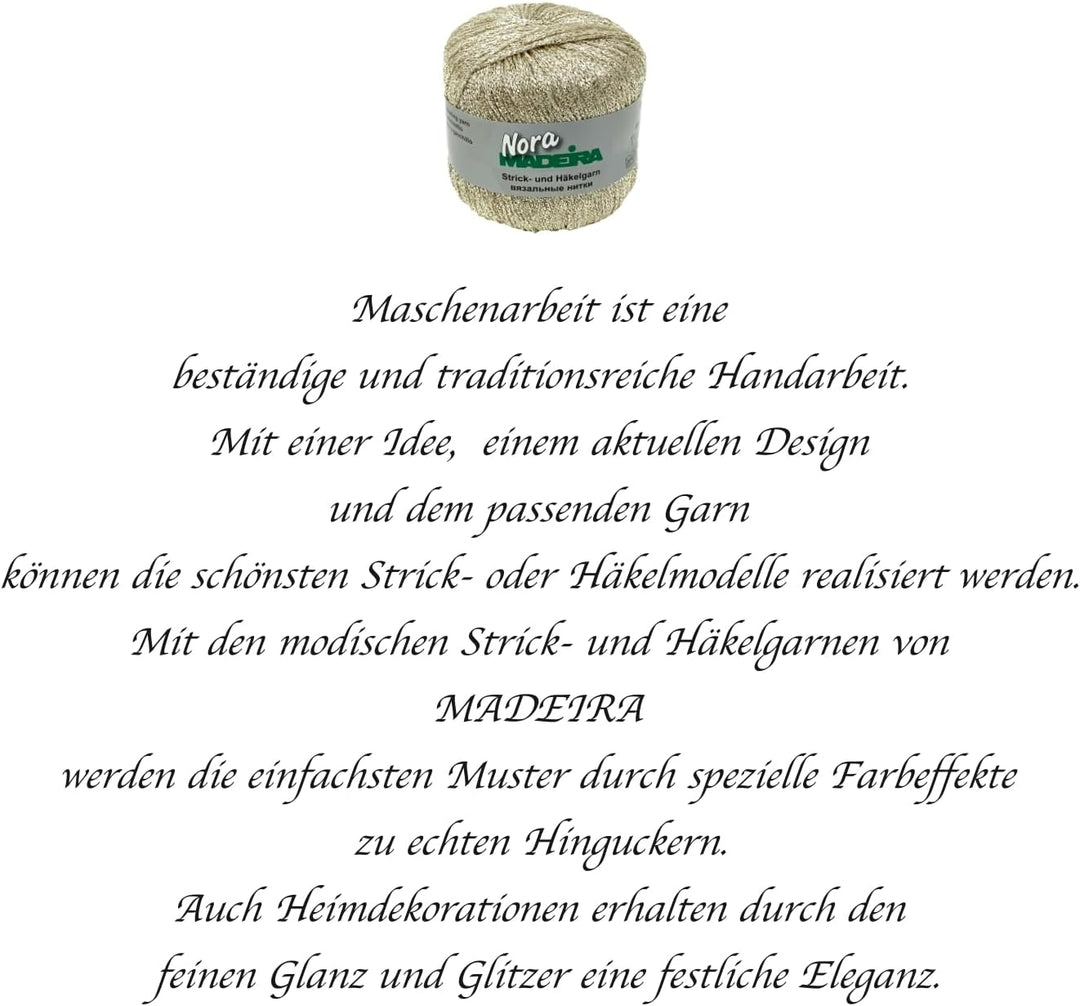 Häkelgarn Glitzergarn Strickgarn metallisiertes Haekelgarn Madeira Nora 5x25g Farbe 323 weissgold, 3