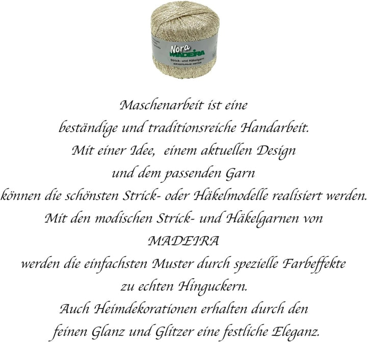 Häkelgarn Glitzergarn Strickgarn metallisiertes Haekelgarn Madeira Nora 5x25g Farbe 323 weissgold, 3