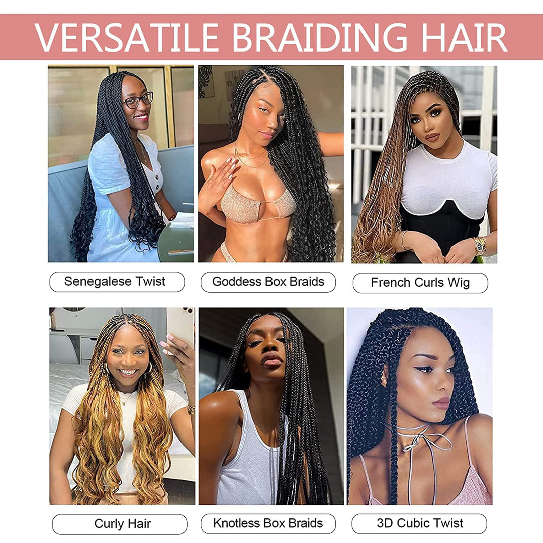 Herkeymidy french curly braiding hair 24 inch Loose Wavy 8 Pack Bouncy Braiding Hair extensions 75g/