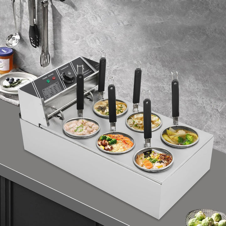 Elektrischer Nudelkocher 20L 3200W Edelstahl | 6 Körbe, Temperaturregelung 60-200°C, Profi Pastakoch