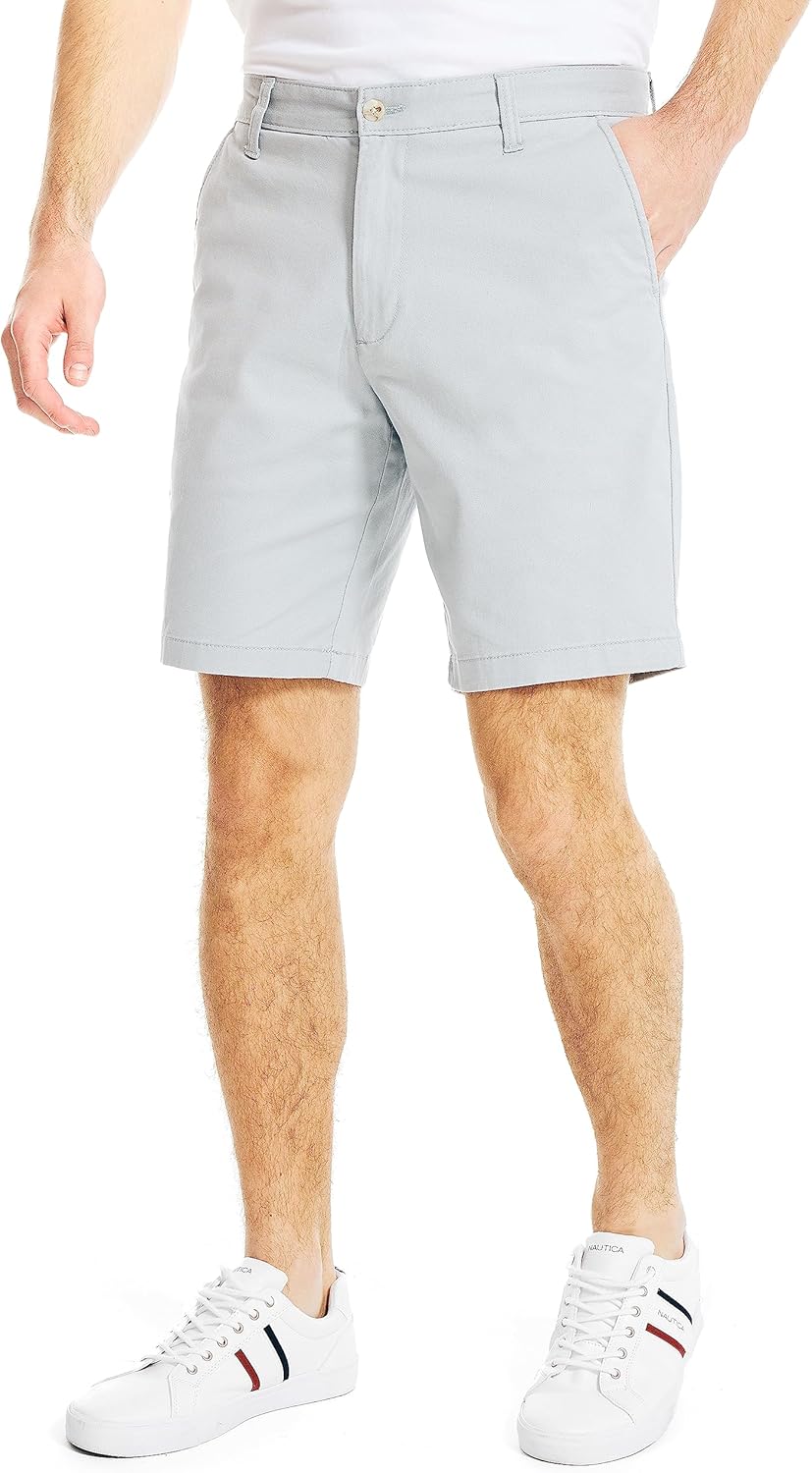 Nautica Herren Classic Fit Flat Front Stretch Chino Deck Lssige Shorts 32 True Quarry, 32 True Quarr