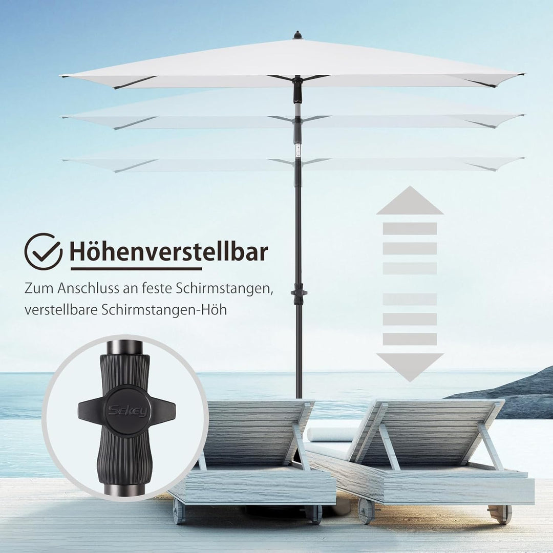 Sekey Sonnenschirm mit Schutzhülle, Balkonschirm Gartenschirm Terrassenschirm, Sonnenschutz UPF50+,