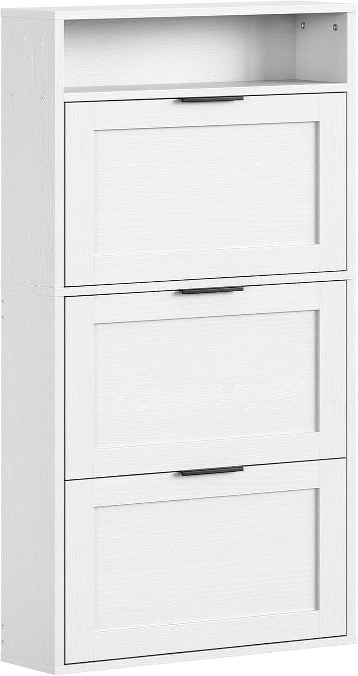 HOOBRO Schuhschrank mit 3 Klappen, schmales Schuhregal mit Stauraum, Schuhkipper mit verstellbaren E