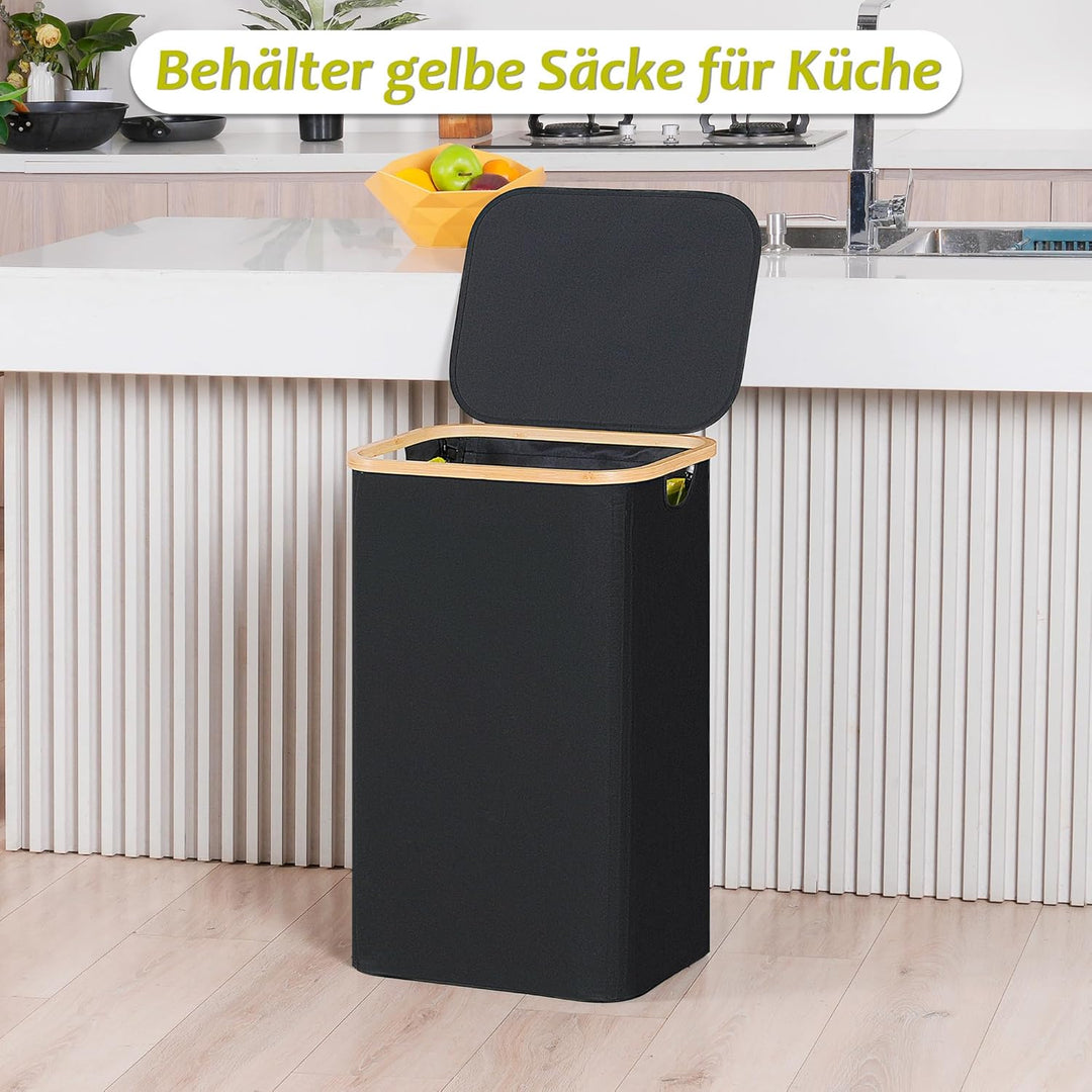 efluky Gelber Sack Ständer 100L, Mülleimer mit Deckel, Müllsackständer für Gelbe Säcke, Leichte Entn