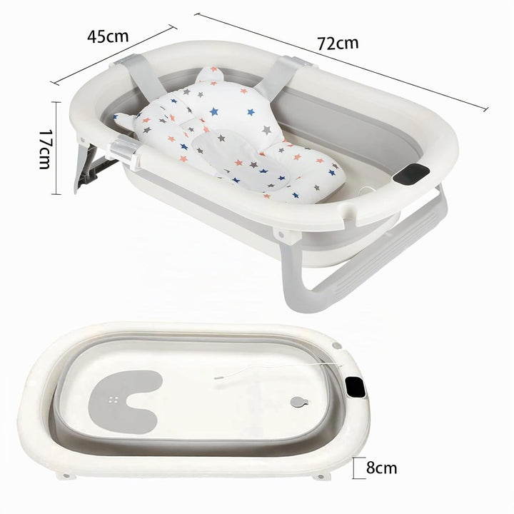 Faltbare Baby Badewanne mit Rutschfestem Kissen – Babywanne Ergonomisch, Tragbare Badewanne für Neug