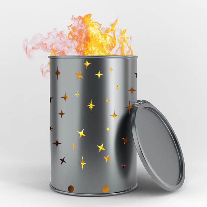 Feuertonne mit Sternenhimmel Motiv - Gefertigt aus neuem Ölfass - Besondere Feuerstelle für Garten u