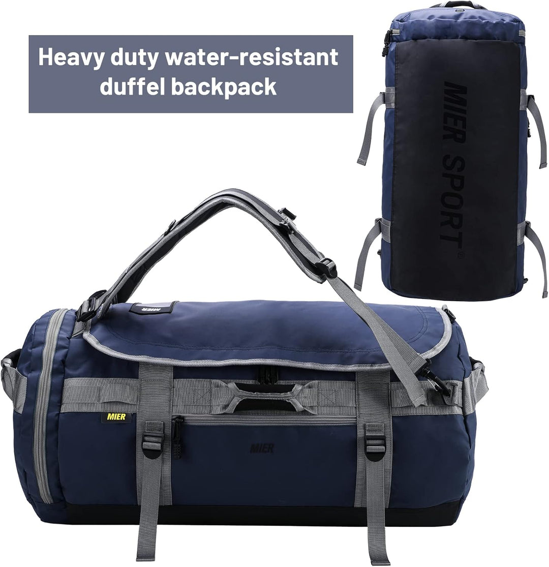 MIER Grosse Sporttasche wasserdicht Sportrucksack mit Schuhfach umwandelbar in Rucksack, 45L/60L/90L