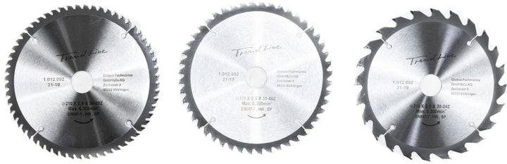 TrendLine HM-Kreissägeblätter Ø 210 mm Bohrung Ø 30 mm 3-teilig Kreissägeblätter