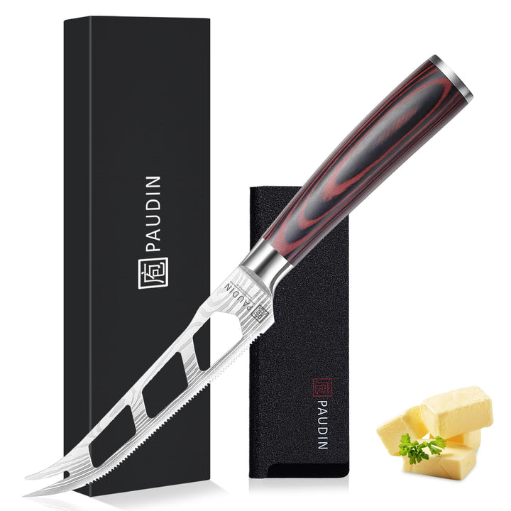 PAUDIN Käsemesser mit Gabelspitzen Klingenlänge 12,5 cm aus hochwertigem Edelstahl mit ergonomischem