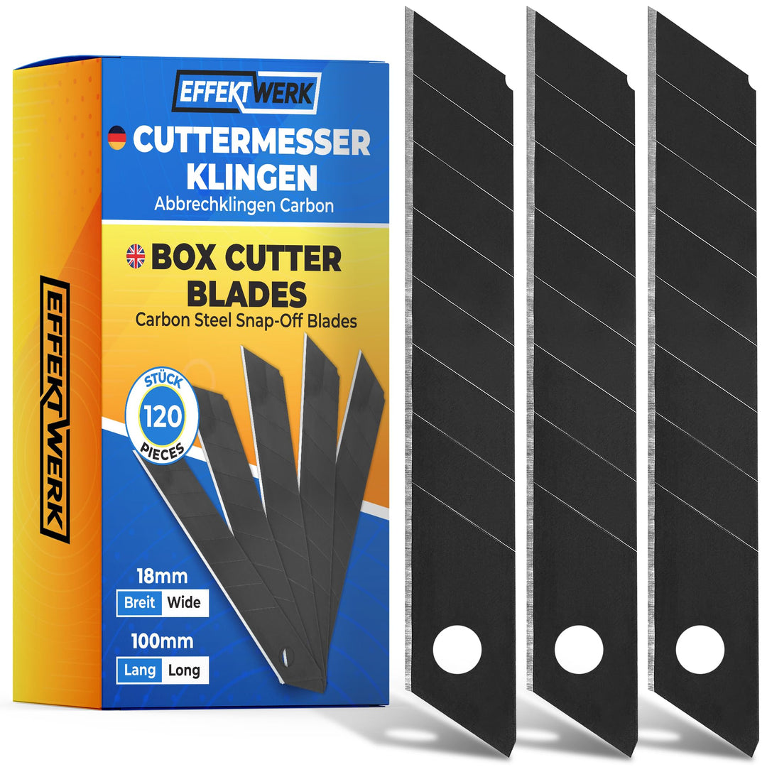 Effektwerk Cuttermesser-Klingen (Schwarz, 120er-Pack), 18-mm-Ersatzklingen für Allzweckmesser, robus