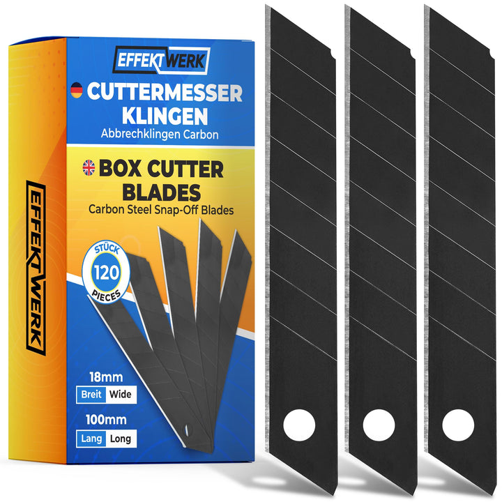 Effektwerk Cuttermesser-Klingen (Schwarz, 120er-Pack), 18-mm-Ersatzklingen für Allzweckmesser, robus
