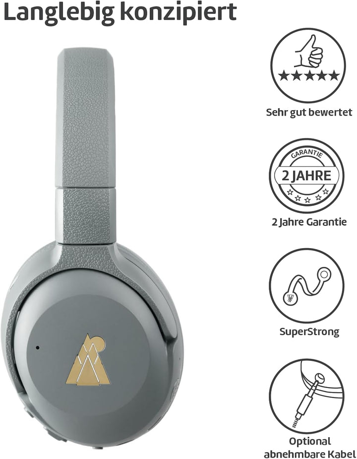 POGS Drahtloser Bluetooth Over-Ear Noise Cancelling-Kopfhörer | The Turtle | Faltbarer robuster Kopf