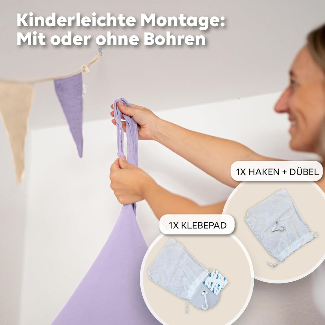 lilimaus Baldachin Kinderzimmer mit Goldapplikation [in 12 Farben] Betthimmel aus 100% Baumwolle Mus