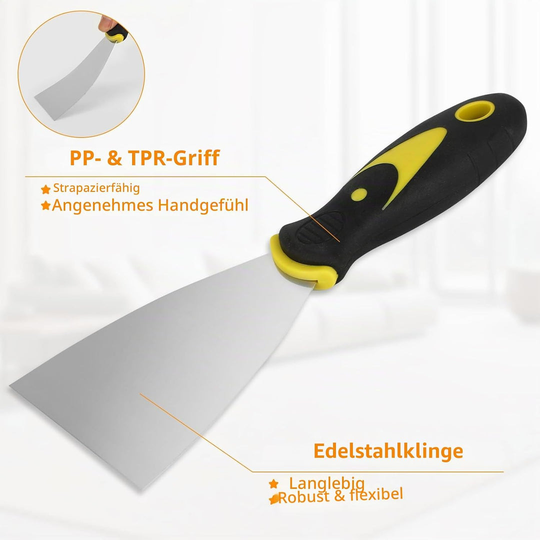 8 Stück Spachtel Set - Edelstahl Malerspachtel Spachtel Set mit Kunststoffgriff - Rostfrei Gipser Sp