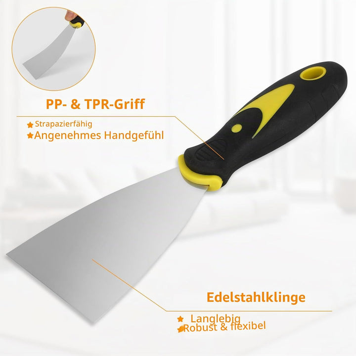 8 Stück Spachtel Set - Edelstahl Malerspachtel Spachtel Set mit Kunststoffgriff - Rostfrei Gipser Sp
