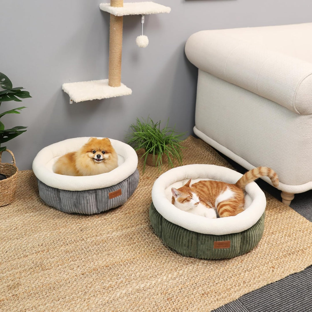 FUKUMARU Katzenbett waschbar Katzen Bettchen, 48x48x20cm Katzenkorb mit erhöhtem Rand, weiches Bett